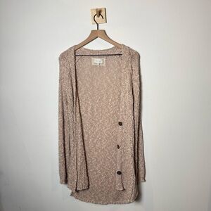 Anthropologie Angel of the North Long Blush Pink Mori Knit Cardigan 3 Button M
